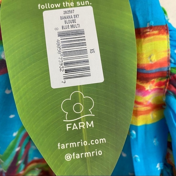 FARMRIO Banana Sky Blouse Blue Multi XS NWT - Picture 13 of 13
